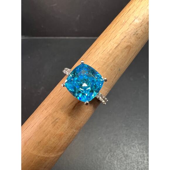 Vintage 14K White Gold Cushion Cut CZ Engagement Ring Size 7 - Picture 14 of 16